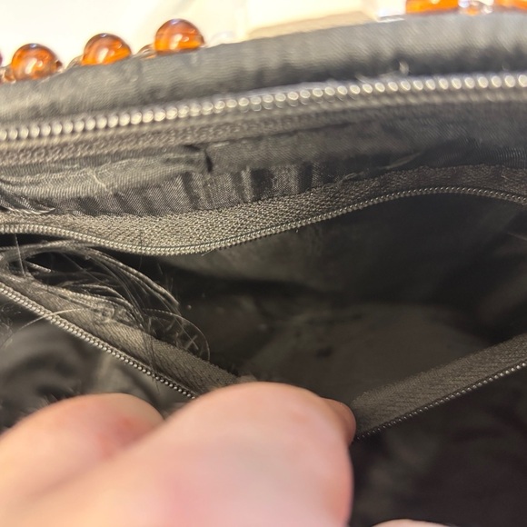 African Beaded Structured Handbag Red White Black - Picture 5 of 11